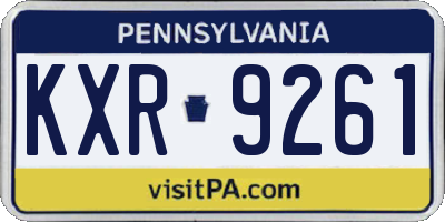 PA license plate KXR9261