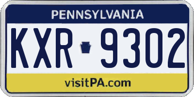 PA license plate KXR9302