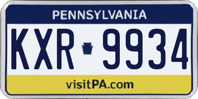PA license plate KXR9934
