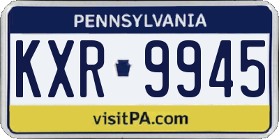 PA license plate KXR9945