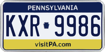 PA license plate KXR9986