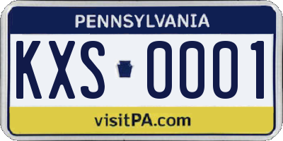 PA license plate KXS0001