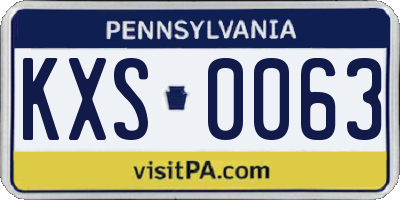 PA license plate KXS0063