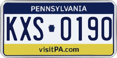 PA license plate KXS0190