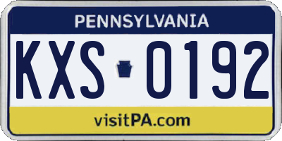PA license plate KXS0192