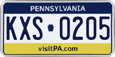 PA license plate KXS0205