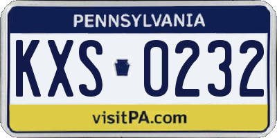 PA license plate KXS0232