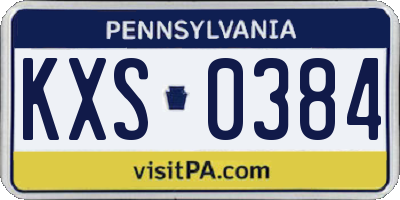 PA license plate KXS0384