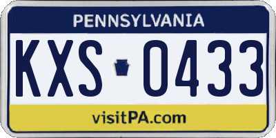 PA license plate KXS0433
