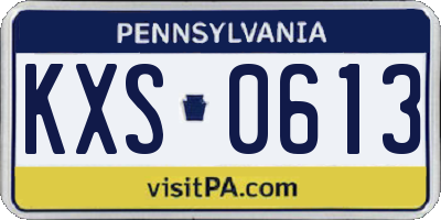 PA license plate KXS0613
