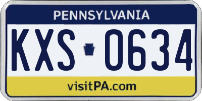 PA license plate KXS0634