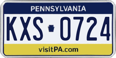 PA license plate KXS0724