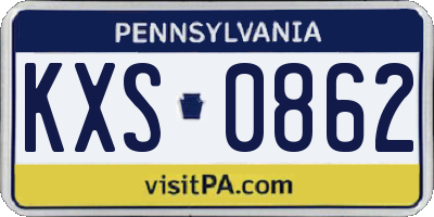 PA license plate KXS0862