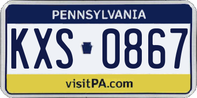 PA license plate KXS0867