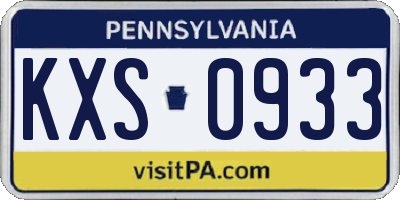 PA license plate KXS0933