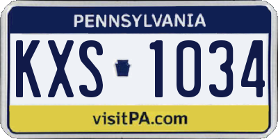 PA license plate KXS1034