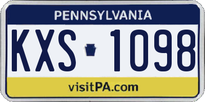 PA license plate KXS1098
