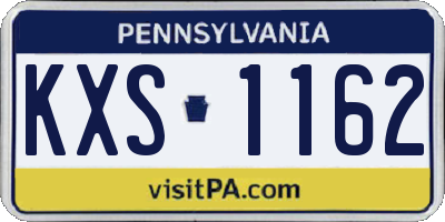 PA license plate KXS1162