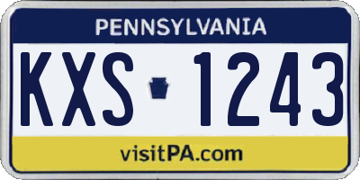 PA license plate KXS1243