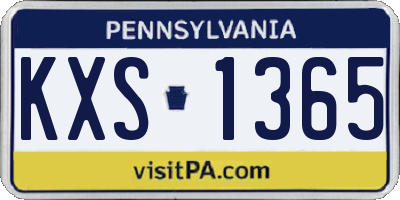 PA license plate KXS1365