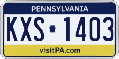 PA license plate KXS1403