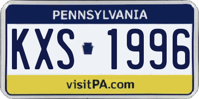PA license plate KXS1996