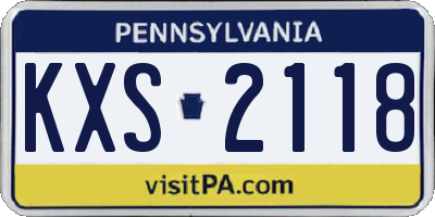 PA license plate KXS2118