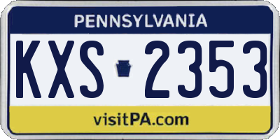 PA license plate KXS2353