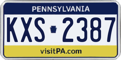 PA license plate KXS2387