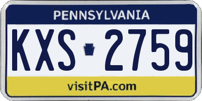 PA license plate KXS2759
