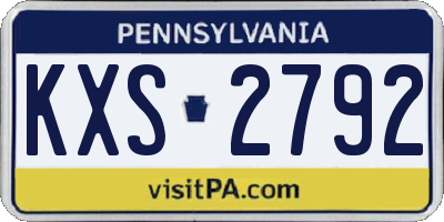 PA license plate KXS2792