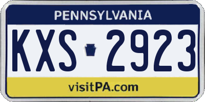 PA license plate KXS2923