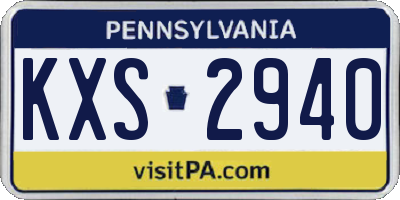 PA license plate KXS2940