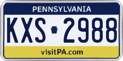 PA license plate KXS2988