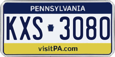 PA license plate KXS3080