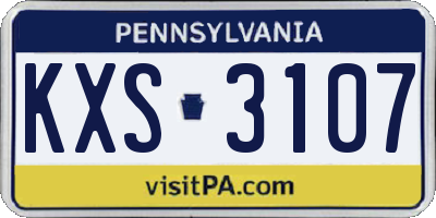 PA license plate KXS3107