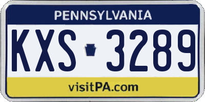 PA license plate KXS3289