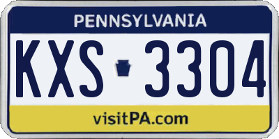 PA license plate KXS3304