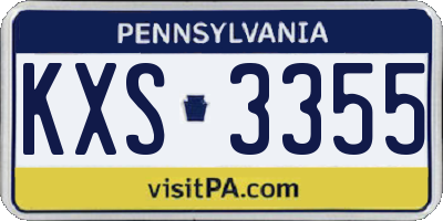 PA license plate KXS3355