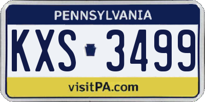 PA license plate KXS3499