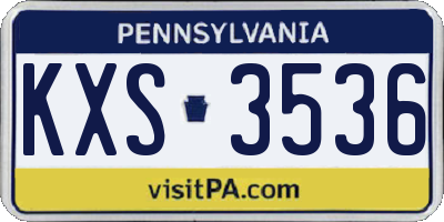 PA license plate KXS3536