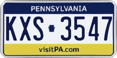 PA license plate KXS3547