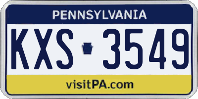 PA license plate KXS3549