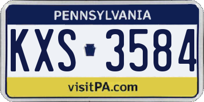 PA license plate KXS3584