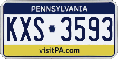 PA license plate KXS3593