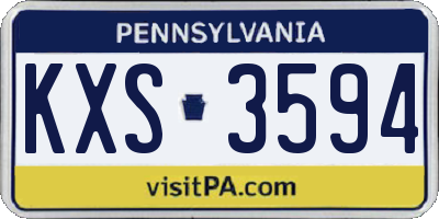 PA license plate KXS3594