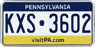 PA license plate KXS3602