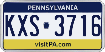 PA license plate KXS3716