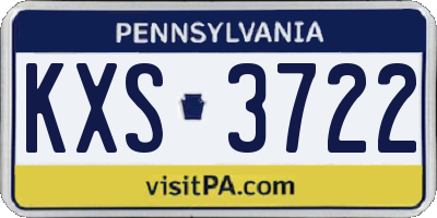 PA license plate KXS3722