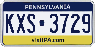 PA license plate KXS3729